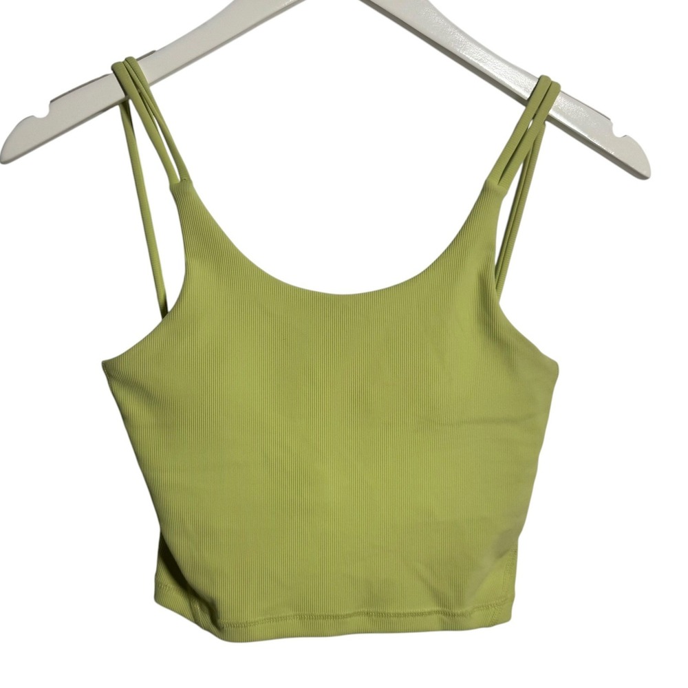 Wilo The Label Ribbed Multi Strap Activewear Crop Top Lime Green XS Athleisure